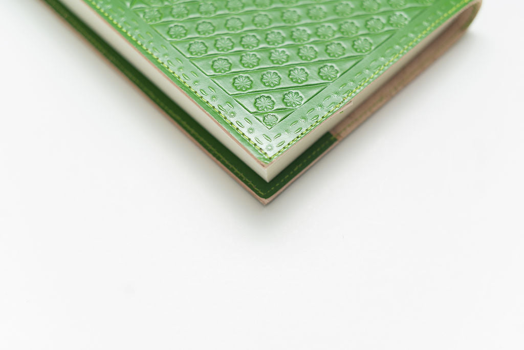 Embossed Buffalo Leather Journal/Notebook - Bamboo
