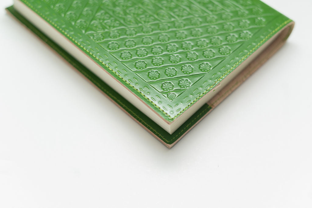 Embossed Buffalo Leather Journal/Notebook - Bamboo