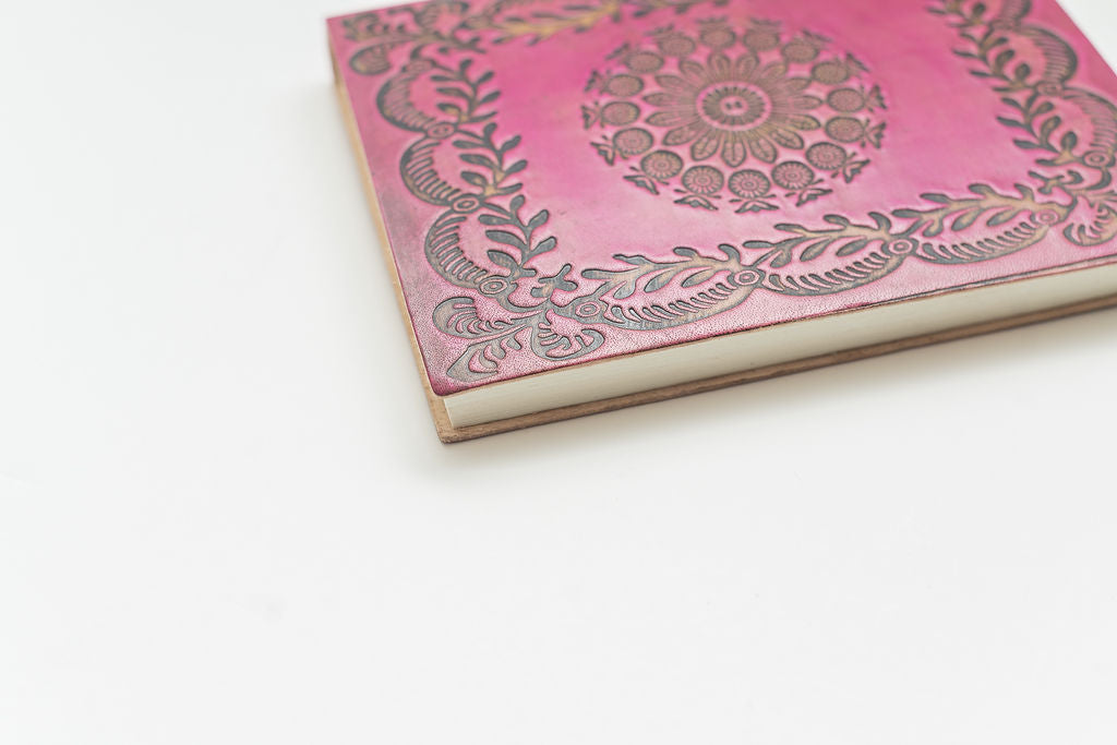 Embossed Buffalo Leather Journal/Notebook - Sorrel