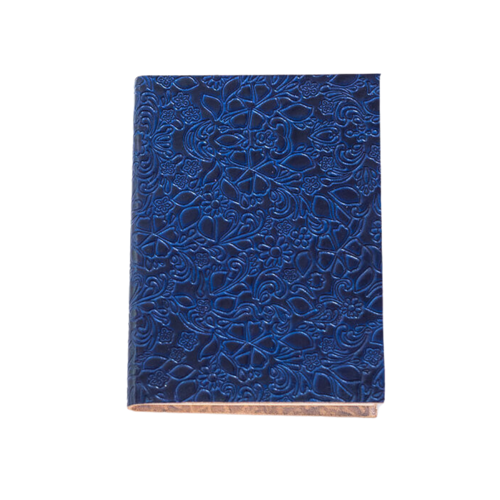 Embossed Buffalo Leather Journal/Notebook - Sapphire