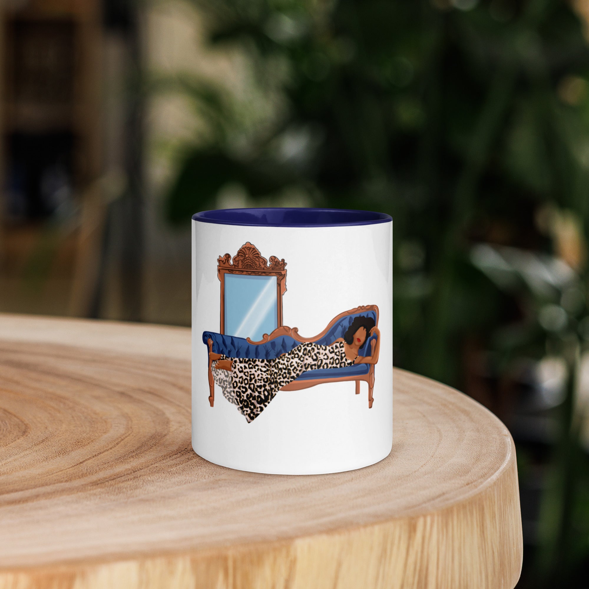 Lounging Lady Vybz in Blue - Drinkware