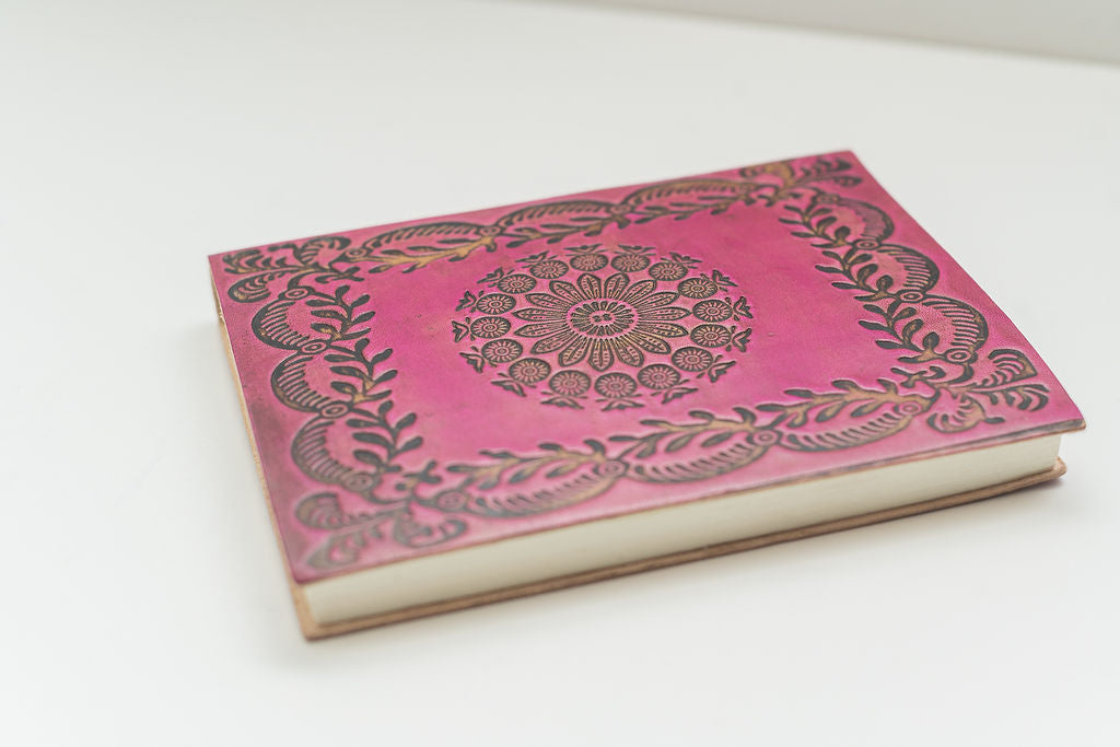 Embossed Buffalo Leather Journal/Notebook - Sorrel
